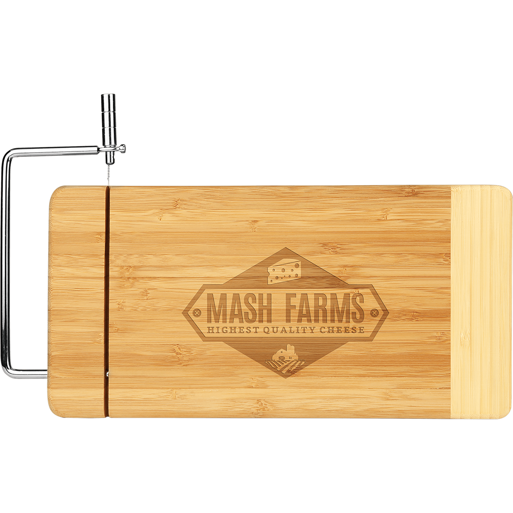 Two-Tone Bamboo Cutting Board with Metal Cheese Cutter