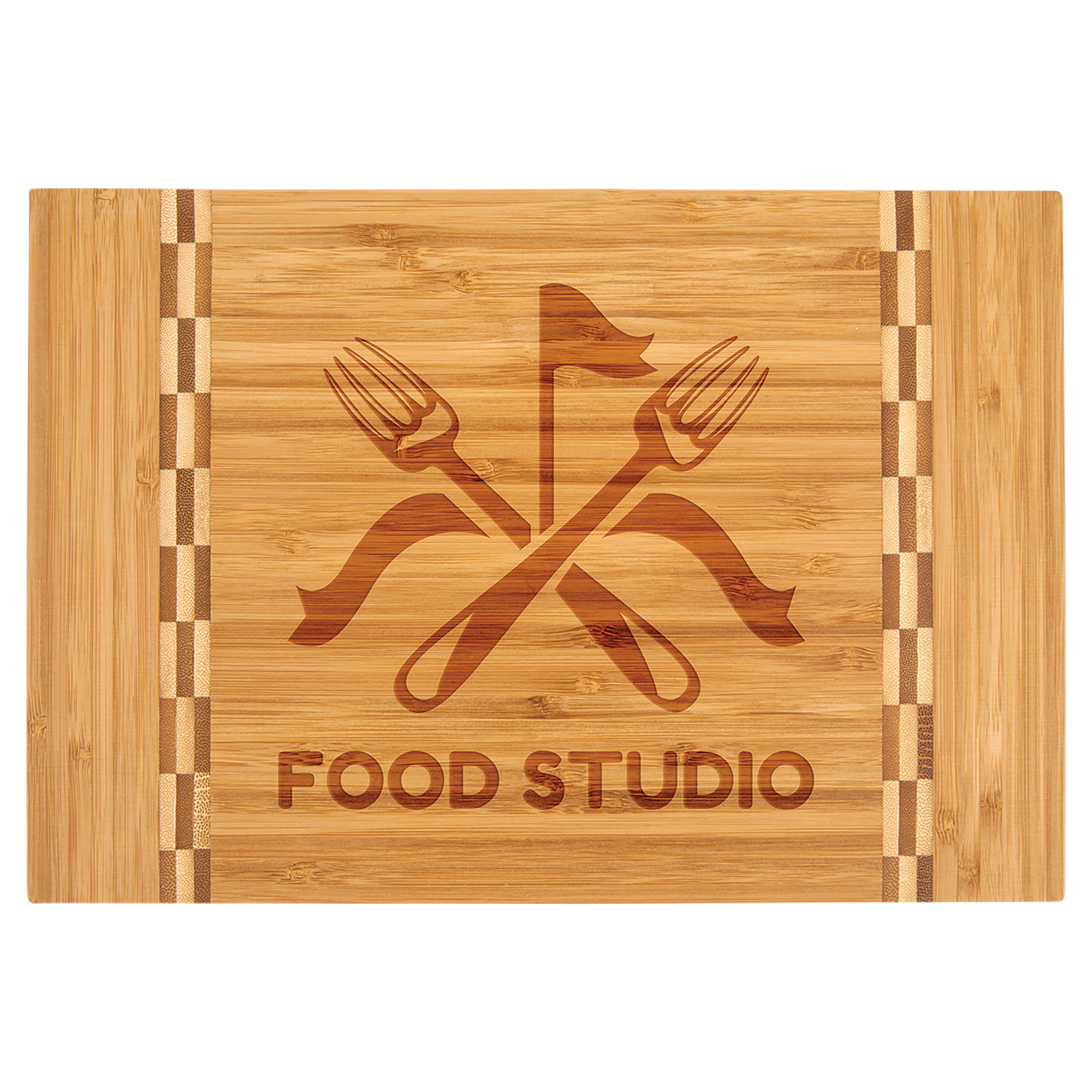 Bamboo Cutting Board with Butcher Block Inlay