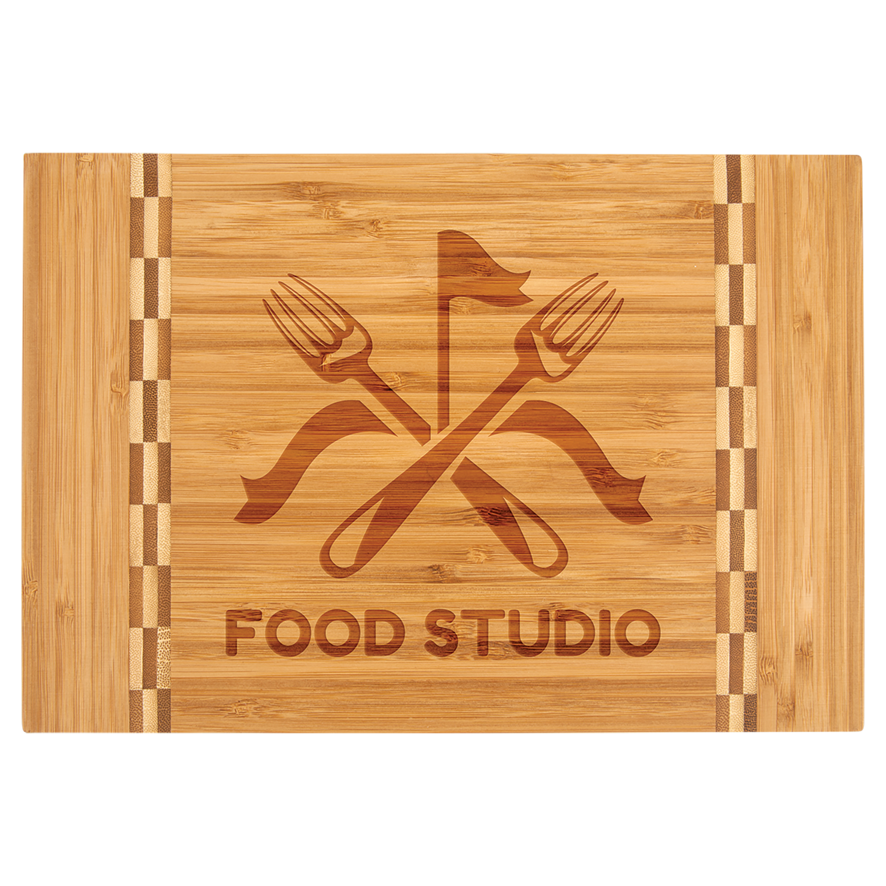 Bamboo Cutting Board with Butcher Block Inlay