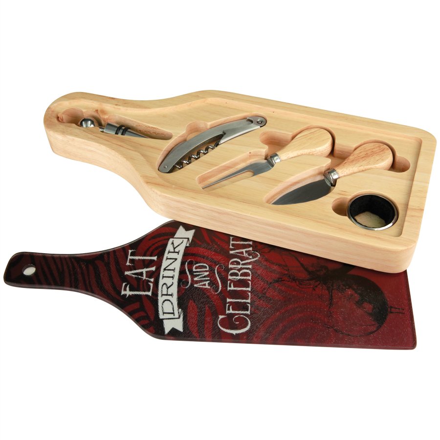 Wine and Cheese 6-Piece Set with Full Color Cutting Board