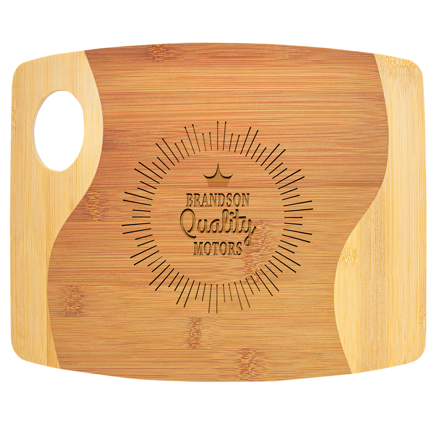 Two-Tone Bamboo Cutting Board with Handle