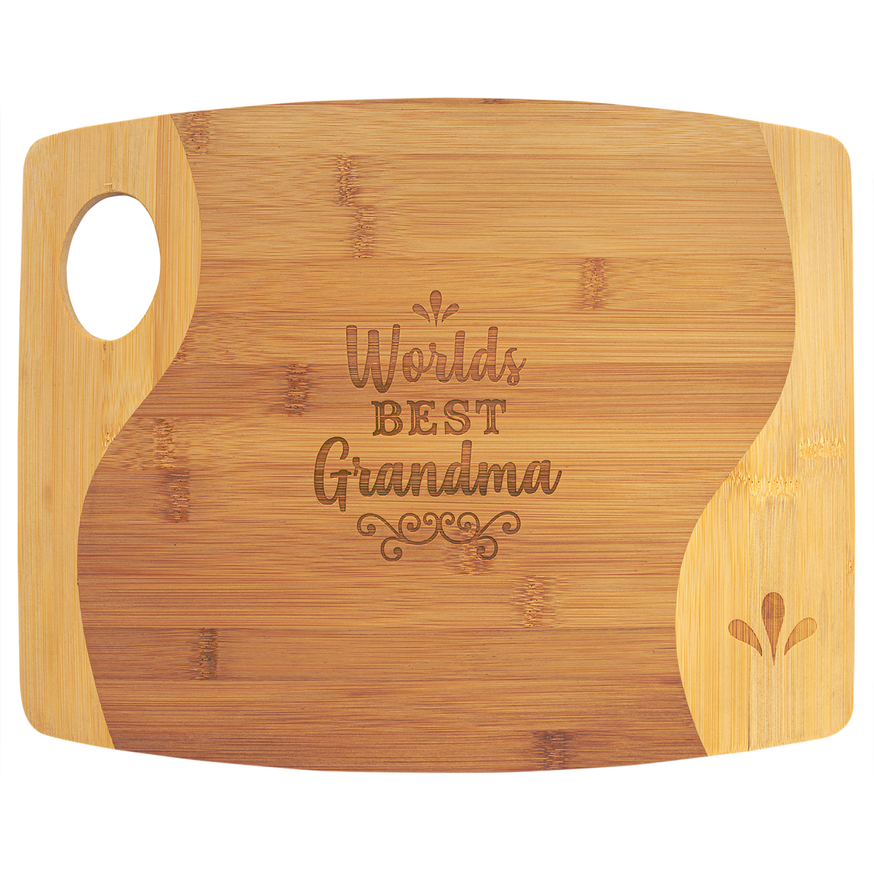 Two-Tone Bamboo Cutting Board with Handle