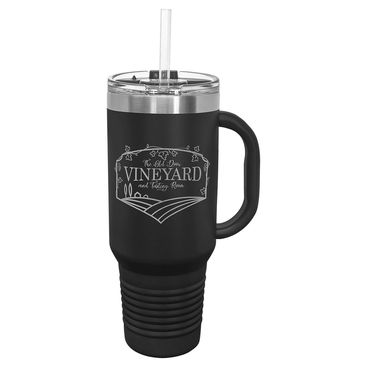 40 oz.  Travel Mug with Handle and Straw