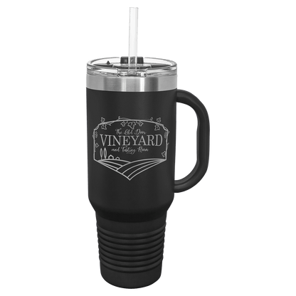 40 oz.  Travel Mug with Handle and Straw