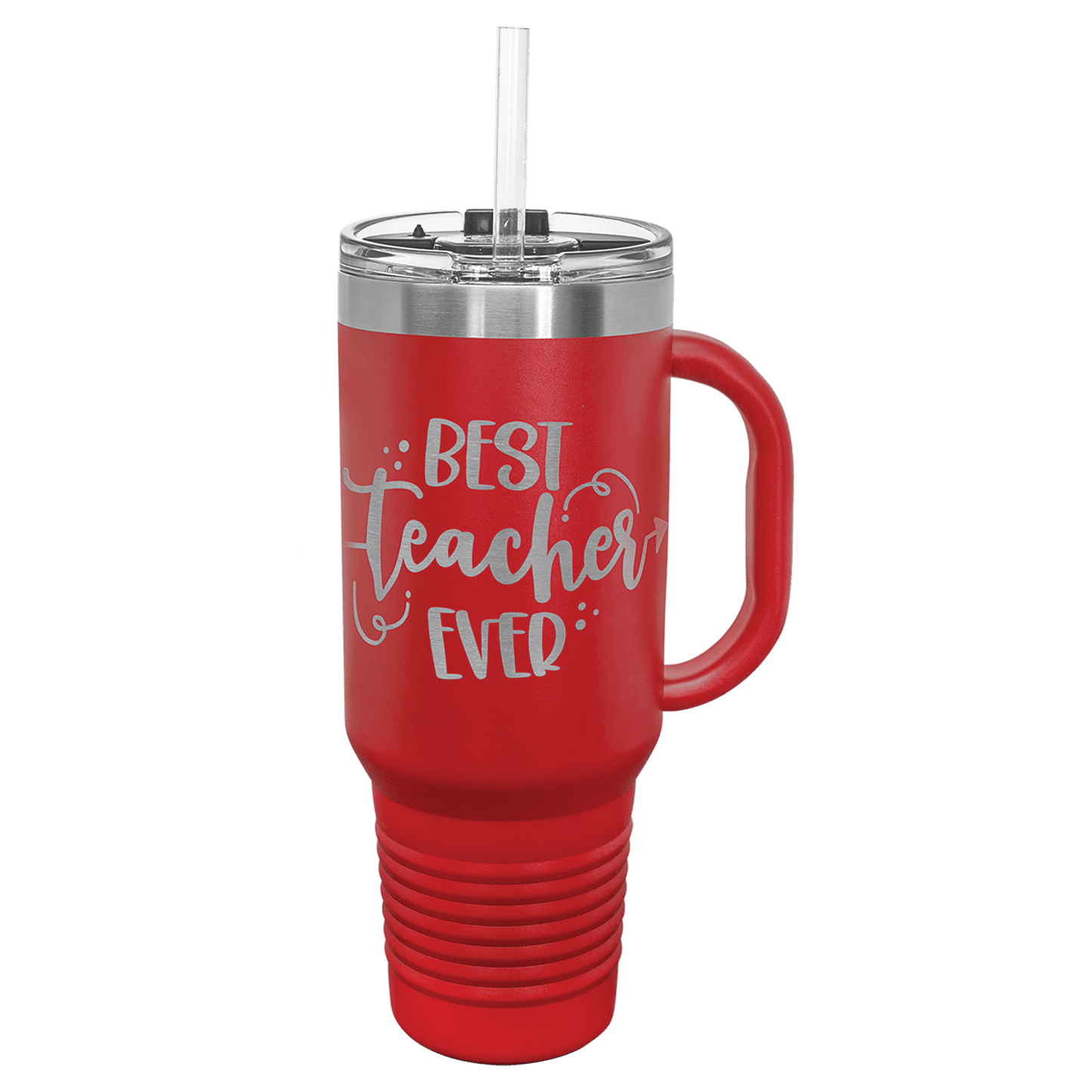 40 oz.  Travel Mug with Handle and Straw