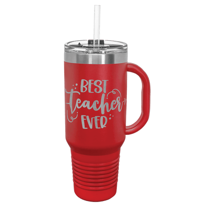 40 oz.  Travel Mug with Handle and Straw