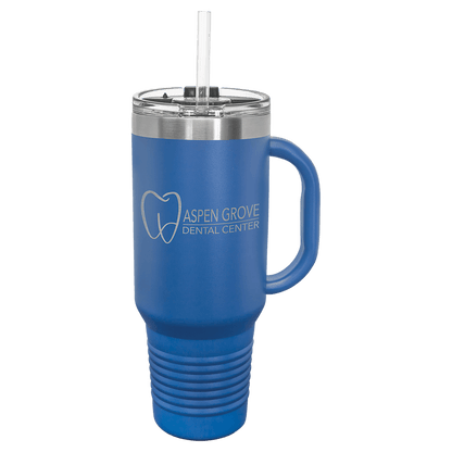 40 oz.  Travel Mug with Handle and Straw