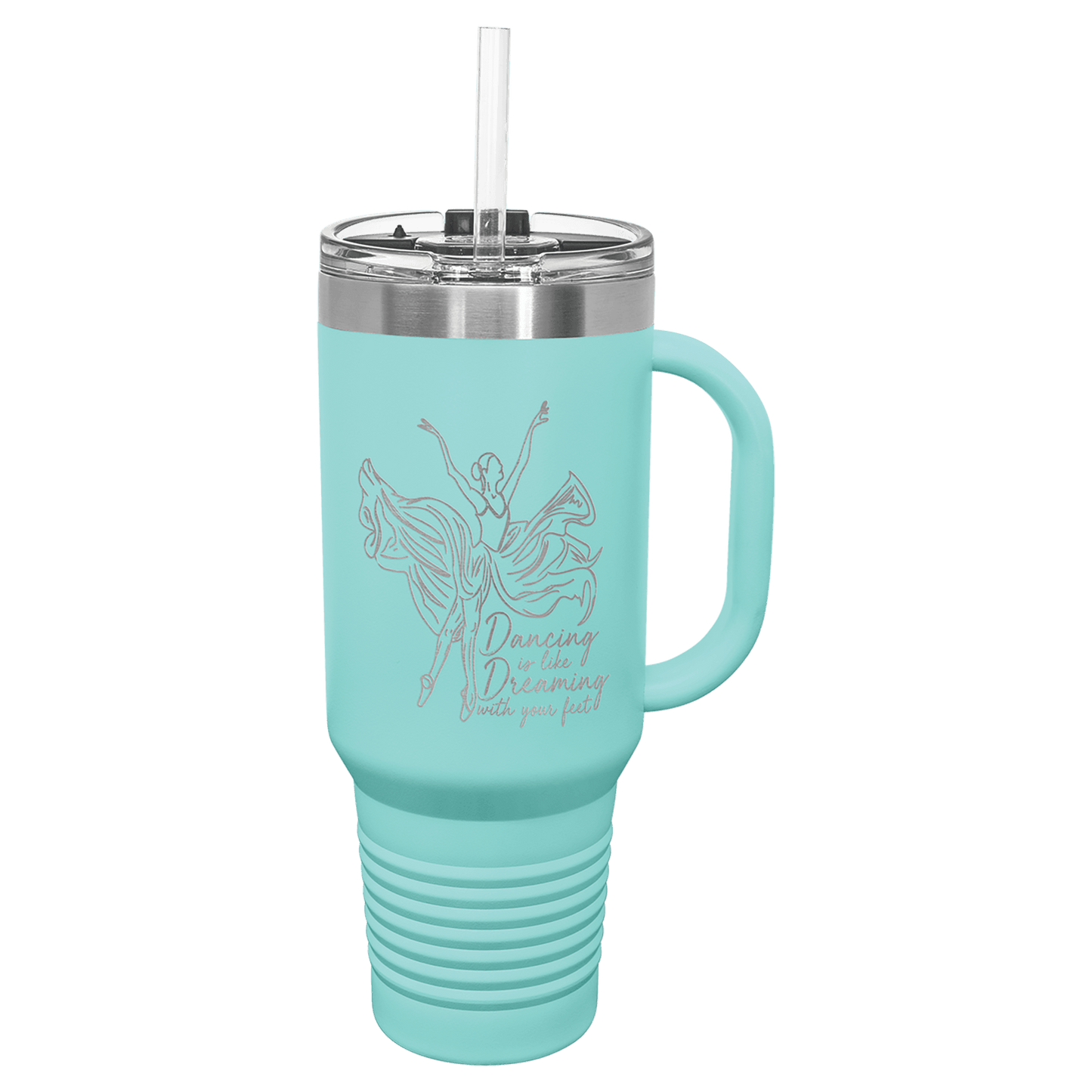 40 oz.  Travel Mug with Handle and Straw