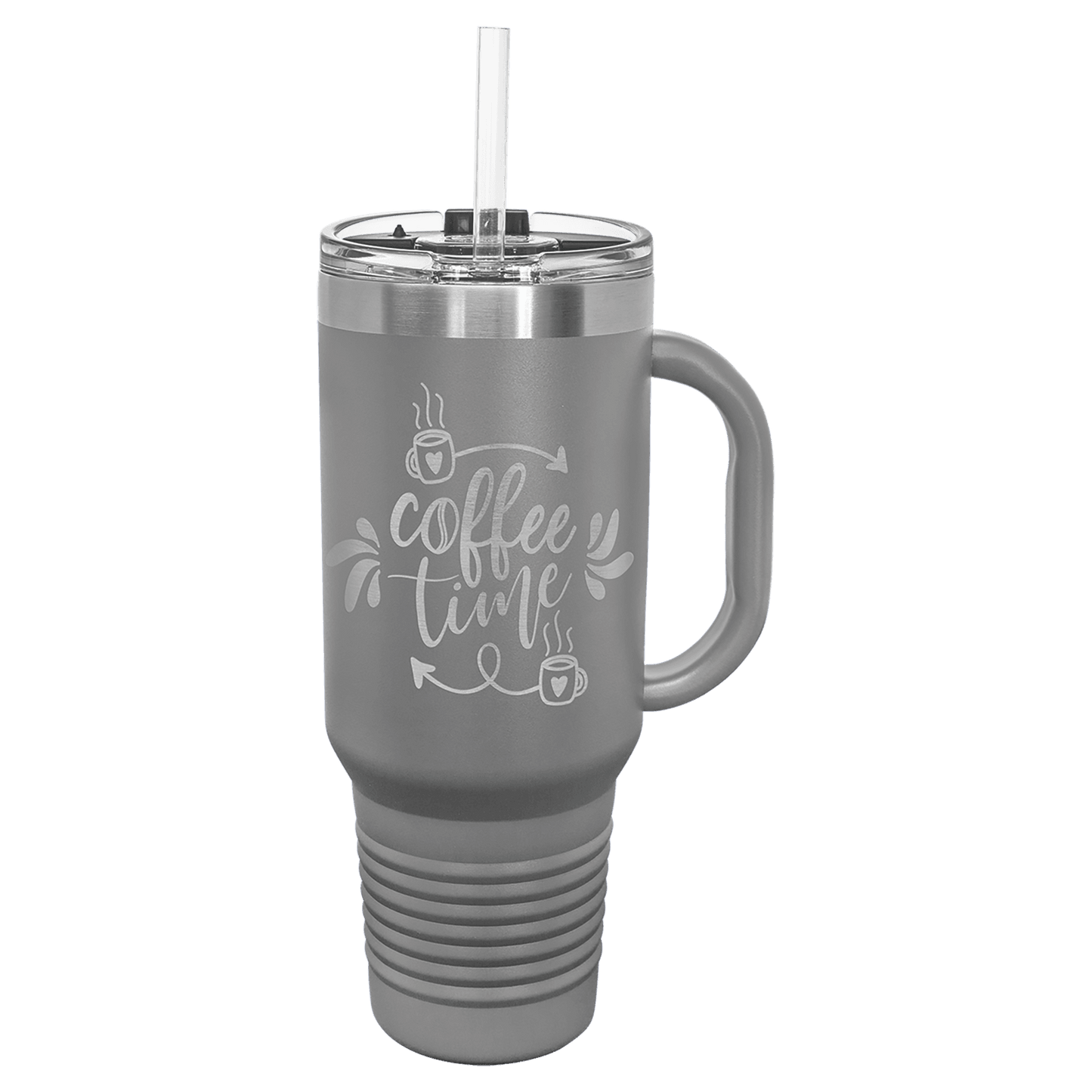 40 oz.  Travel Mug with Handle and Straw