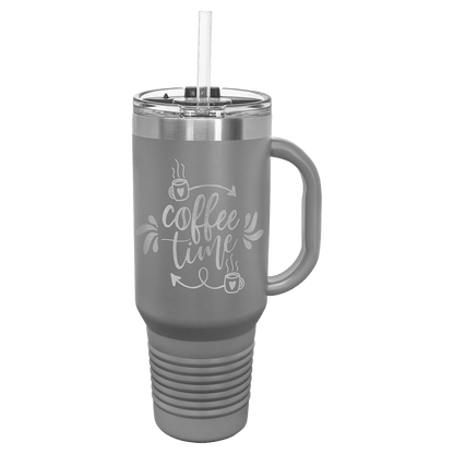 40 oz.  Travel Mug with Handle and Straw