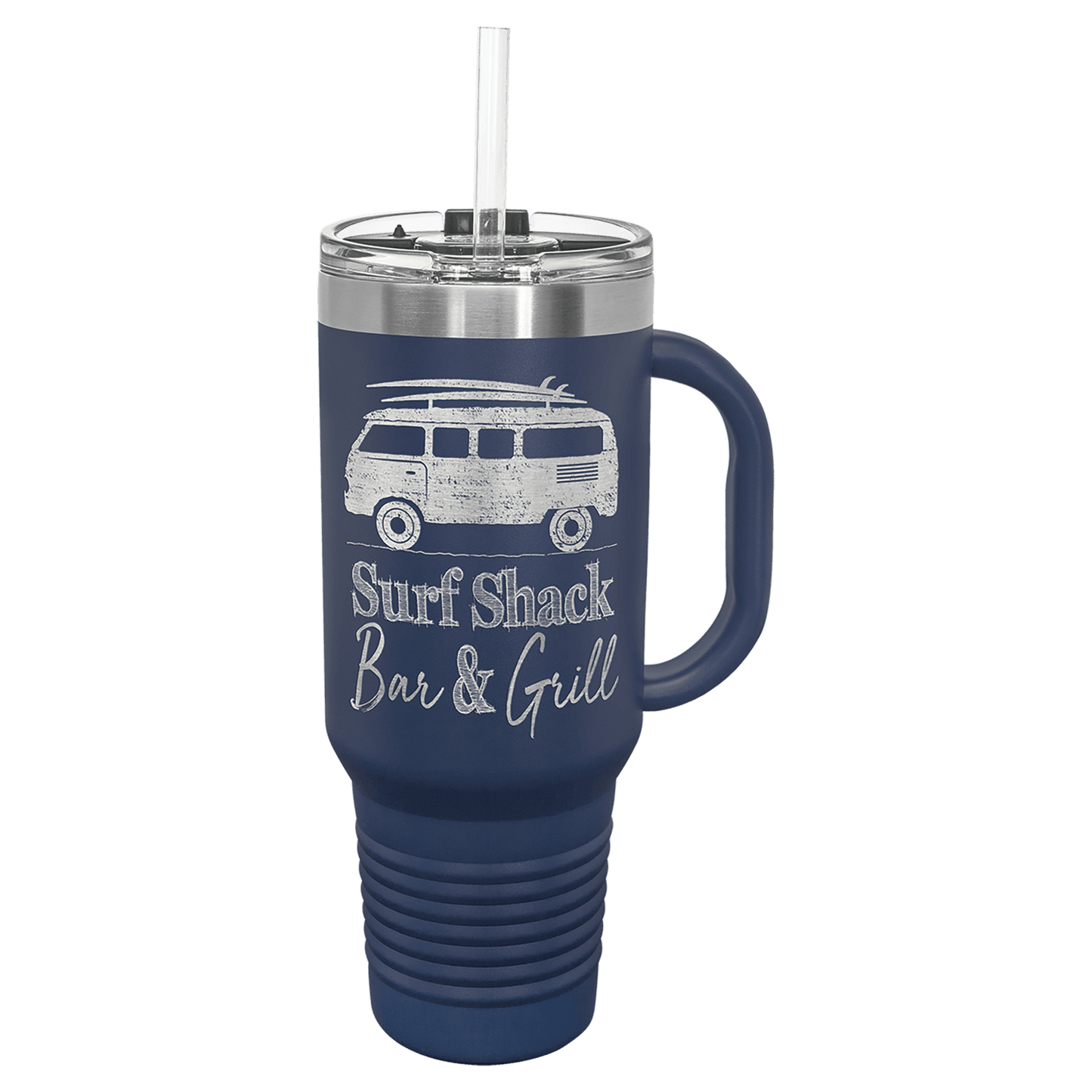 40 oz.  Travel Mug with Handle and Straw