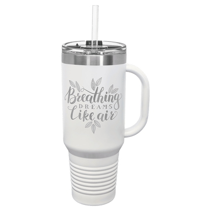 40 oz.  Travel Mug with Handle and Straw