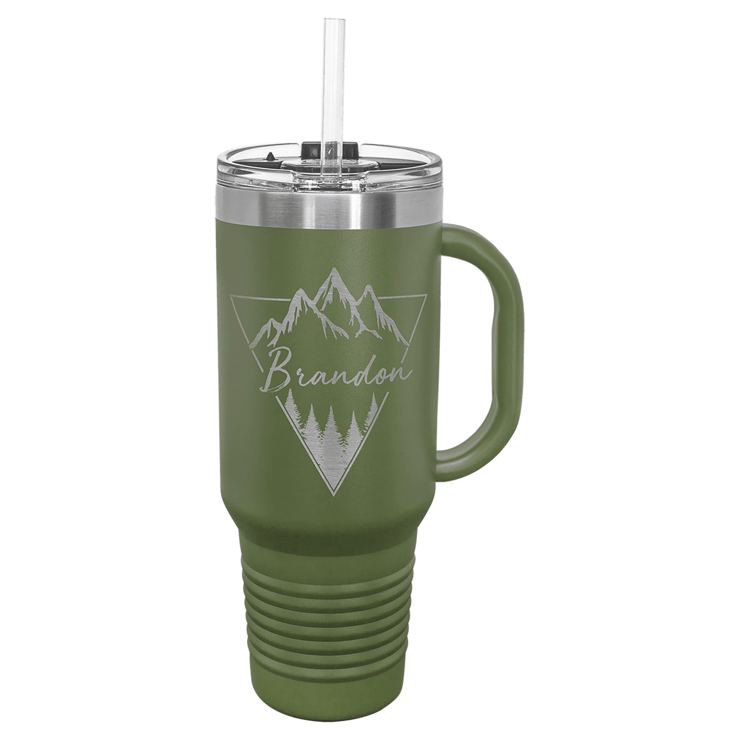 40 oz.  Travel Mug with Handle and Straw