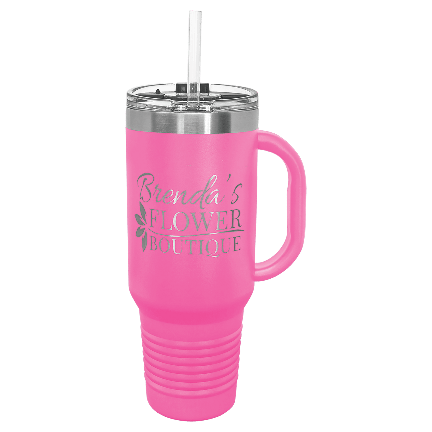 40 oz.  Travel Mug with Handle and Straw