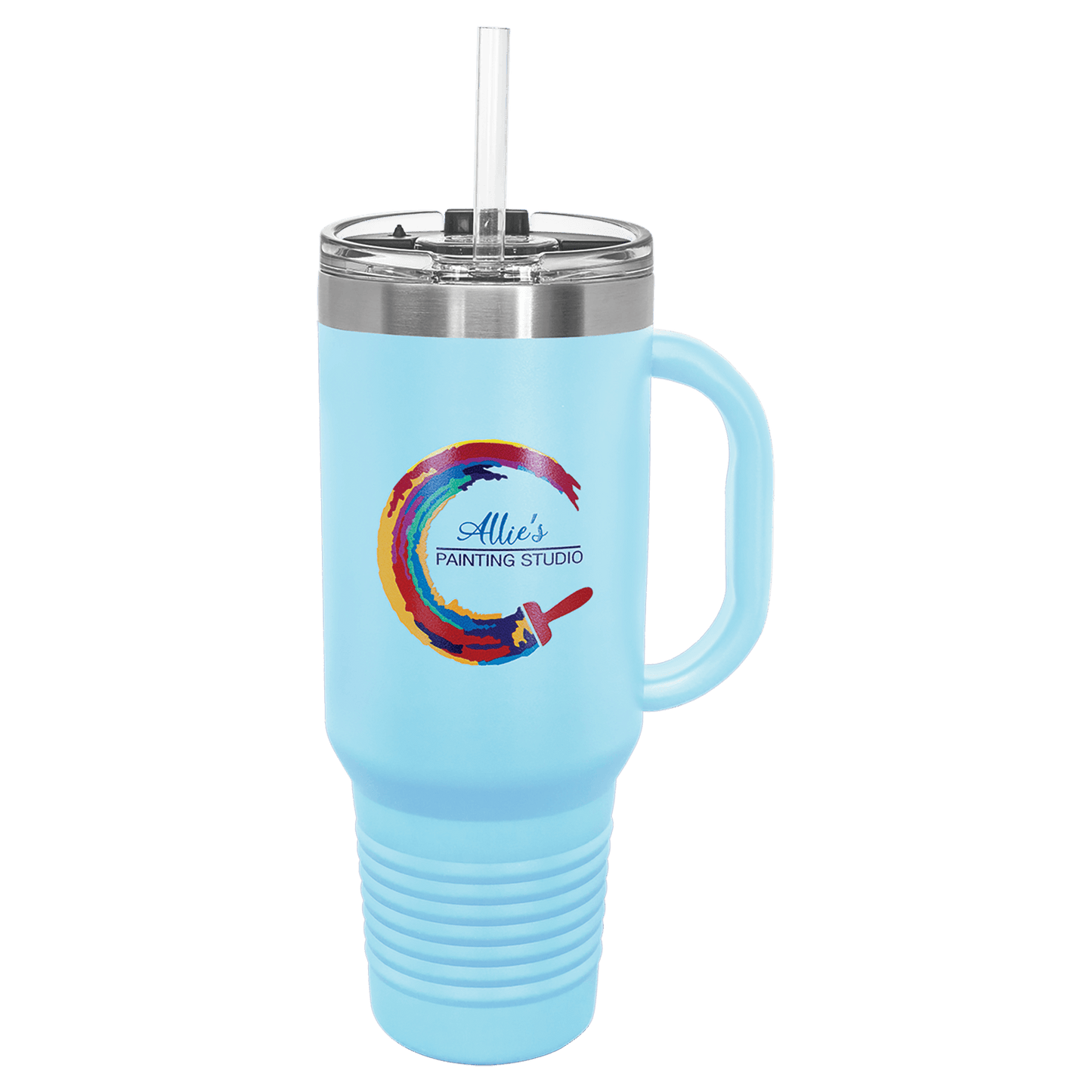 40 oz.  Travel Mug with Handle and Straw