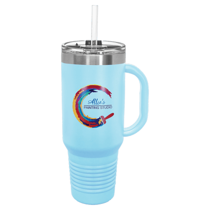 40 oz.  Travel Mug with Handle and Straw