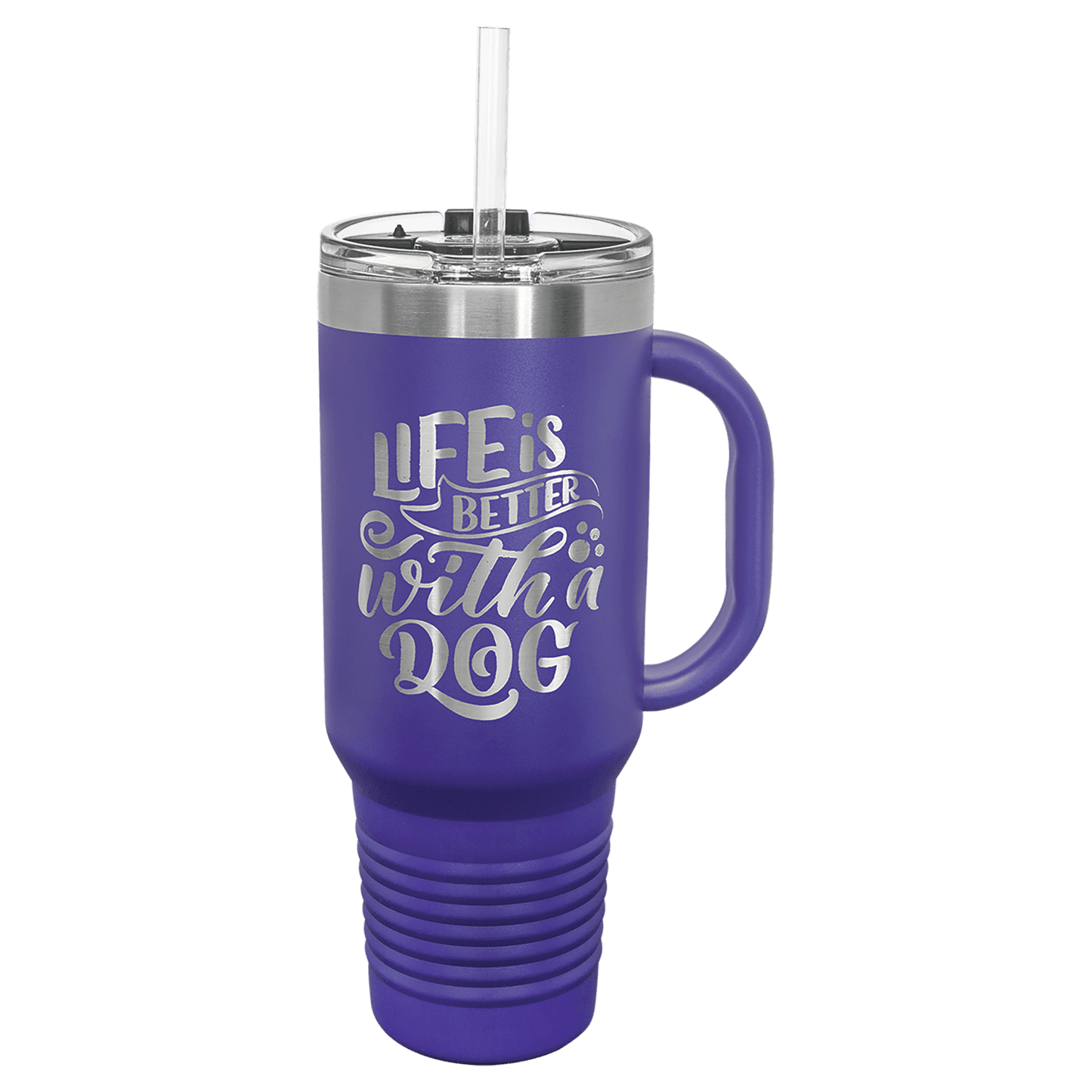 40 oz.  Travel Mug with Handle and Straw