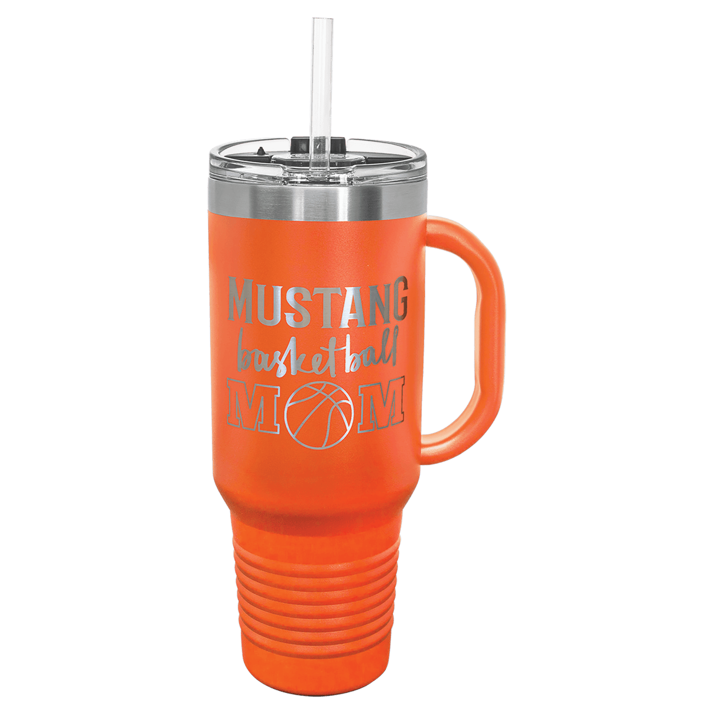 40 oz.  Travel Mug with Handle and Straw