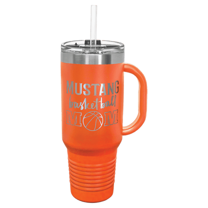 40 oz.  Travel Mug with Handle and Straw