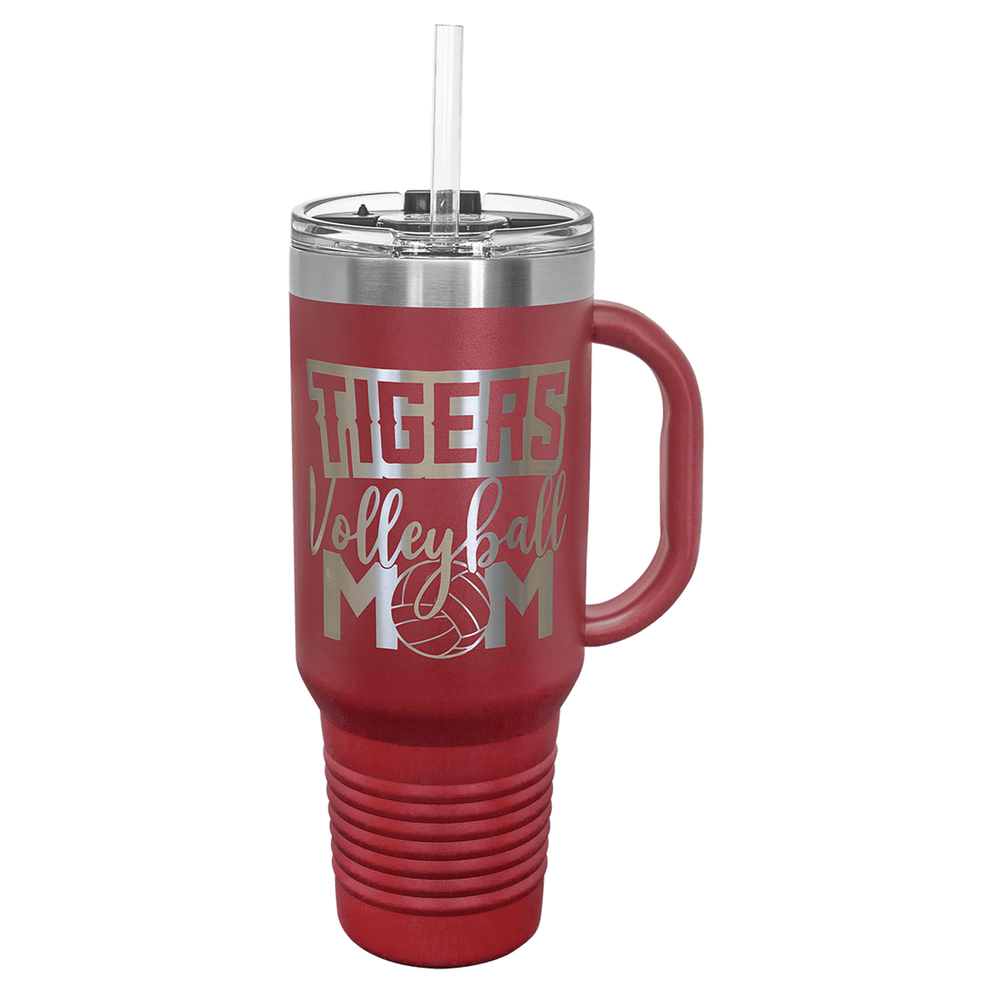 40 oz.  Travel Mug with Handle and Straw