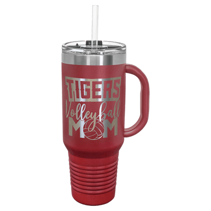 40 oz.  Travel Mug with Handle and Straw