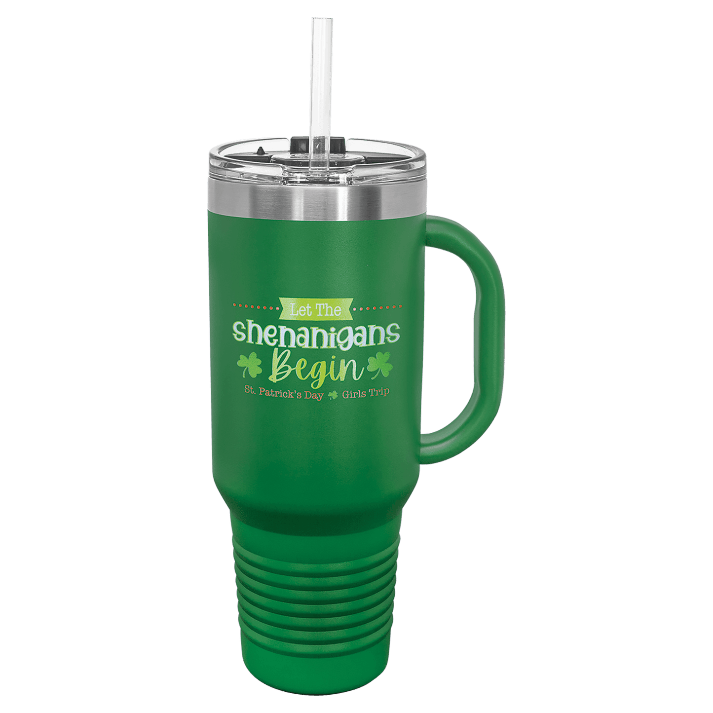 40 oz.  Travel Mug with Handle and Straw