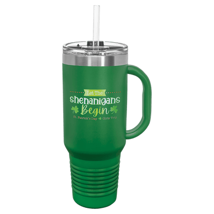 40 oz.  Travel Mug with Handle and Straw