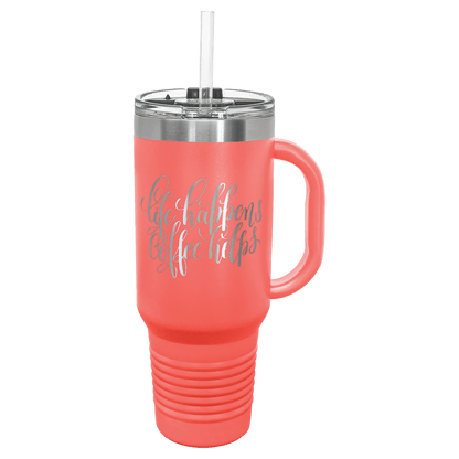 40 oz.  Travel Mug with Handle and Straw